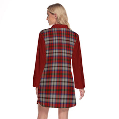 MacCulloch Dress Tartan Women's Lapel Shirt Dress With Long Sleeve