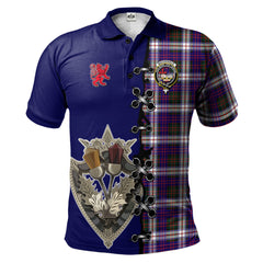 MacDonald Dress Modern Tartan Polo Shirt - Lion Rampant And Celtic Thistle Style