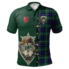 MacDonald of the Isles Hunting Modern Tartan Polo Shirt - Lion Rampant And Celtic Thistle Style