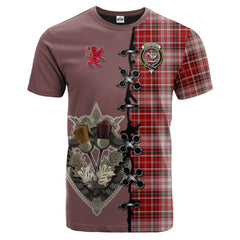 MacDougal Dress Tartan T-shirt - Lion Rampant And Celtic Thistle Style