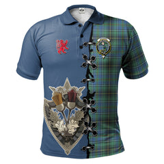 MacInnes Ancient Tartan Polo Shirt - Lion Rampant And Celtic Thistle Style