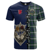MacInnes Dress Tartan T-shirt - Lion Rampant And Celtic Thistle Style