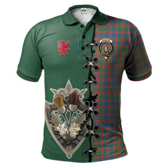 MacIntyre Ancient Tartan Polo Shirt - Lion Rampant And Celtic Thistle Style