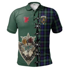 MacKenzie Hunting Green Tartan Polo Shirt - Lion Rampant And Celtic Thistle Style