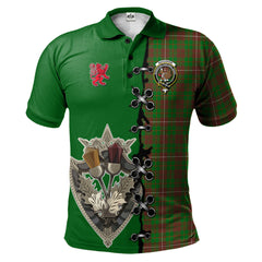 MacKinnon Hunting Modern Tartan Polo Shirt - Lion Rampant And Celtic Thistle Style