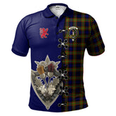 MacLellan Modern Tartan Polo Shirt - Lion Rampant And Celtic Thistle Style