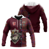 MacLeod Red Tartan Hoodie - Lion Rampant And Celtic Thistle Style