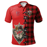 MacQueen Modern Tartan Polo Shirt - Lion Rampant And Celtic Thistle Style