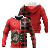 MacQueen Modern Tartan Hoodie - Lion Rampant And Celtic Thistle Style