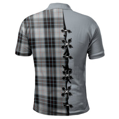 MacRae Dress Tartan Polo Shirt - Lion Rampant And Celtic Thistle Style