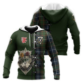 MacRae Hunting Tartan Hoodie - Lion Rampant And Celtic Thistle Style
