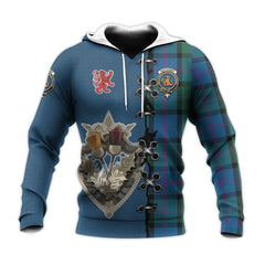 MacThomas Tartan Hoodie - Lion Rampant And Celtic Thistle Style