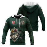 Menzies Green Tartan Hoodie - Lion Rampant And Celtic Thistle Style