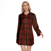 Menzies Hunting Tartan Women's Lapel Shirt Dress With Long Sleeve