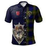 Moore Tartan Polo Shirt - Lion Rampant And Celtic Thistle Style