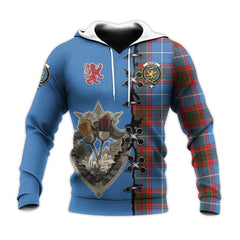 Newton Tartan Hoodie - Lion Rampant And Celtic Thistle Style