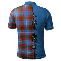 Newton Tartan Polo Shirt - Lion Rampant And Celtic Thistle Style