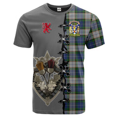 NovaScotia District Dress Tartan T-shirt - Lion Rampant And Celtic Thistle Style