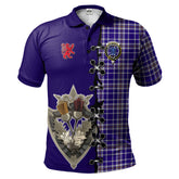 Ochterlony Tartan Polo Shirt - Lion Rampant And Celtic Thistle Style