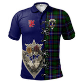 Russell Modern Tartan Polo Shirt - Lion Rampant And Celtic Thistle Style