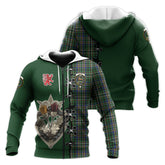 Scott Green Tartan Hoodie - Lion Rampant And Celtic Thistle Style