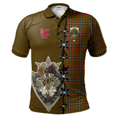 Seton Hunting Modern Tartan Polo Shirt - Lion Rampant And Celtic Thistle Style