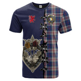 Stewart of Appin Hunting Dress Tartan T-shirt - Lion Rampant And Celtic Thistle Style