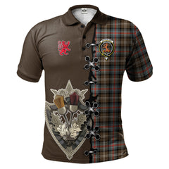 Sutherland Weathered Tartan Polo Shirt - Lion Rampant And Celtic Thistle Style