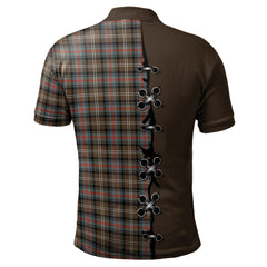 Sutherland Weathered Tartan Polo Shirt - Lion Rampant And Celtic Thistle Style
