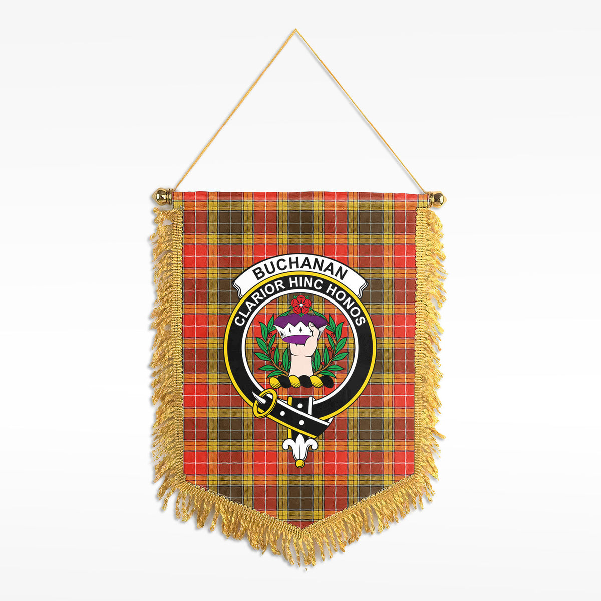 Buchanan Old Set Weathered Tartan Crest Wall Hanging Banner