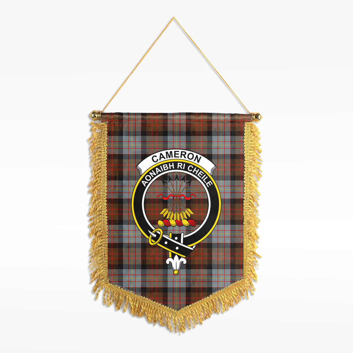 Cameron of Erracht Weathered Tartan Crest Wall Hanging Banner