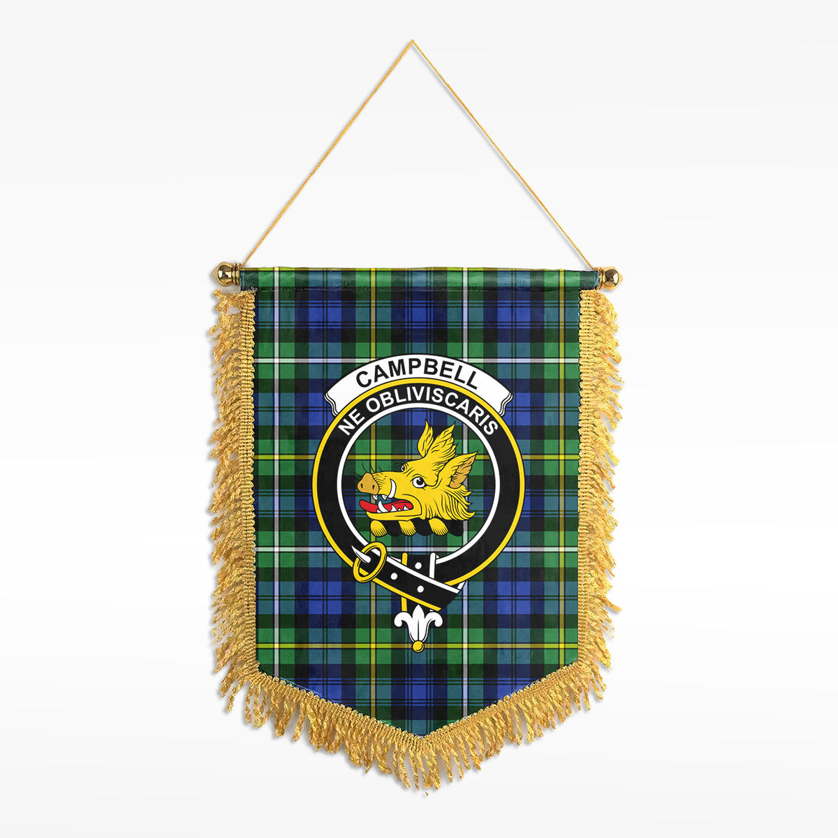 Campbell Argyll Ancient Tartan Crest Wall Hanging Banner