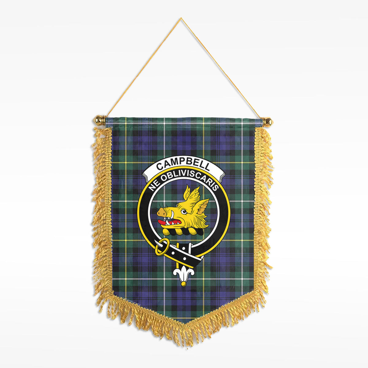 Campbell Argyll Modern Tartan Crest Wall Hanging Banner