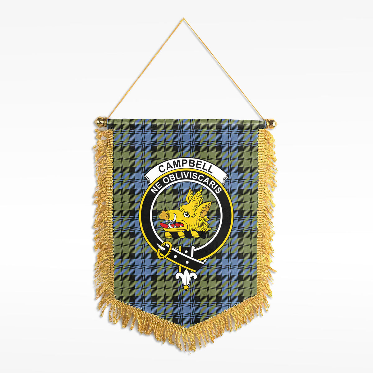 Campbell Faded Tartan Crest Wall Hanging Banner