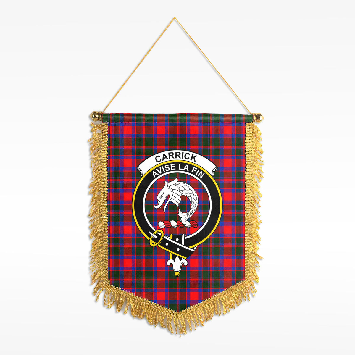 Carrick District Tartan Crest Wall Hanging Banner