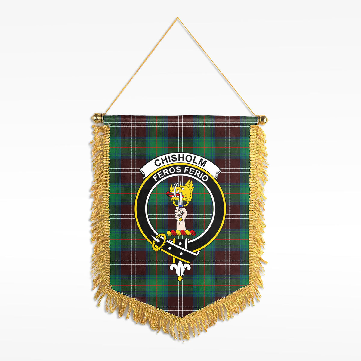 Chisholm Hunting Ancient Tartan Crest Wall Hanging Banner