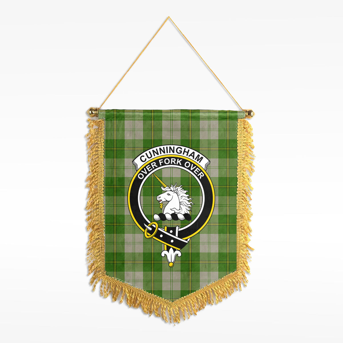 Cunningham Dress Green Dancers Tartan Crest Wall Hanging Banner