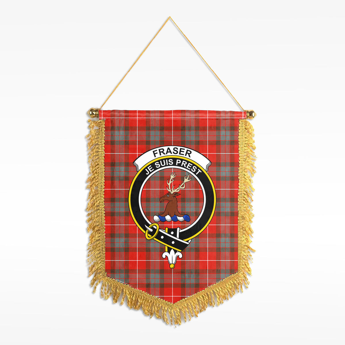 Fraser (of Lovat) Weathered Tartan Crest Wall Hanging Banner