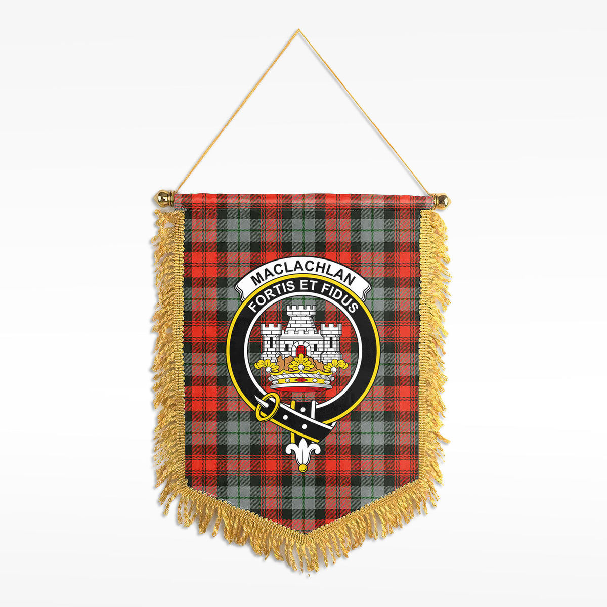 MacLachlan Weathered Tartan Crest Wall Hanging Banner