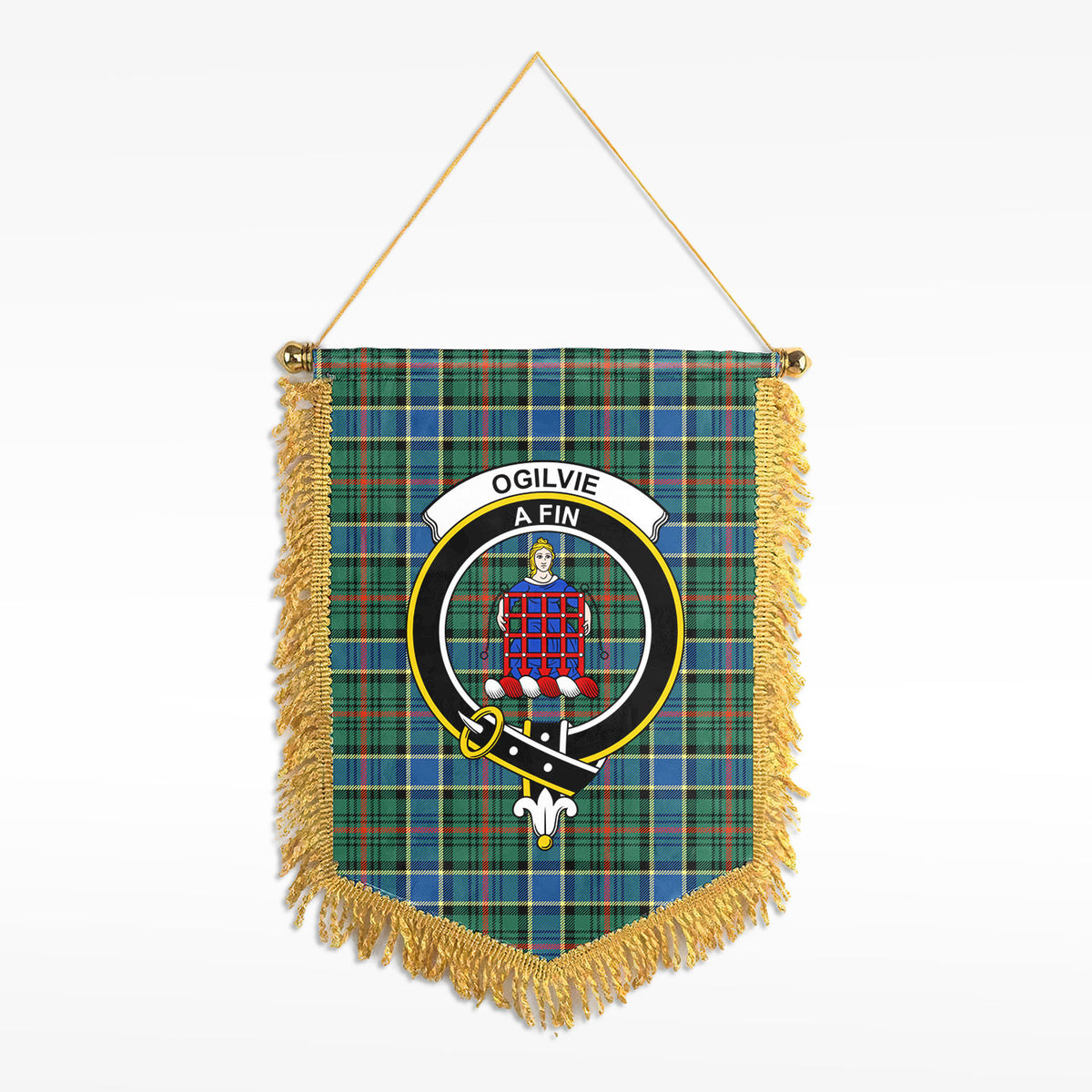 Ogilvie Hunting Ancient Tartan Crest Wall Hanging Banner