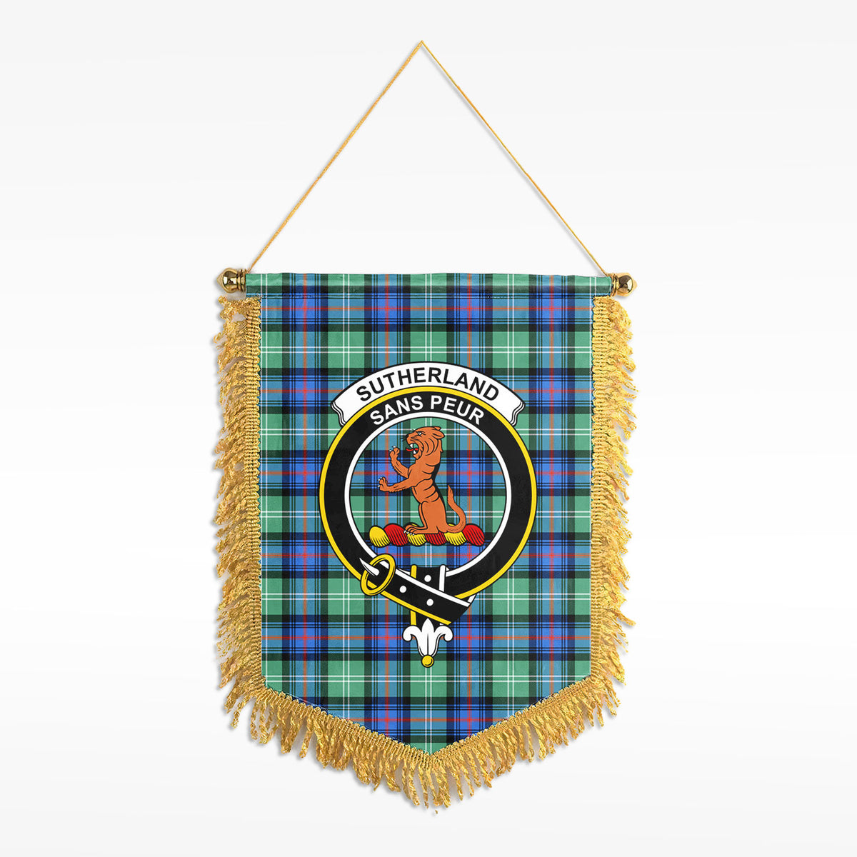 Sutherland Old Ancient Tartan Crest Wall Hanging Banner