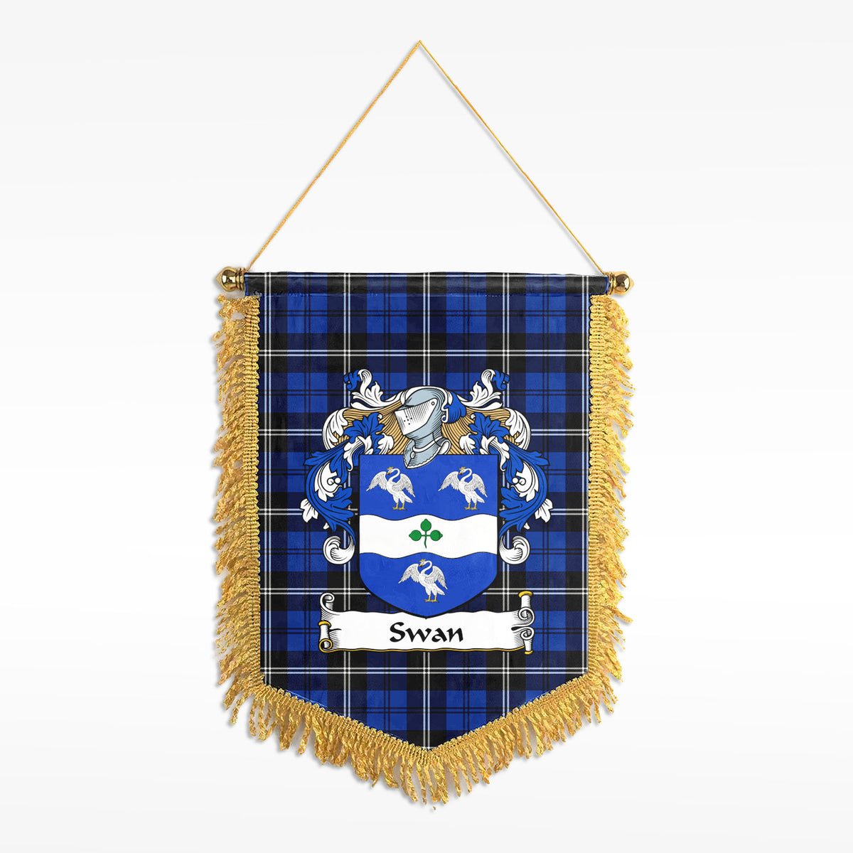 Swan Tartan Coat of Arms Wall Hanging Banner