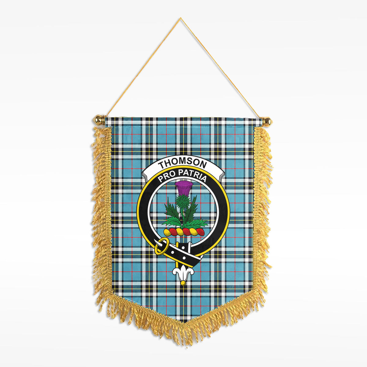 Thomson Blue Tartan Crest Wall Hanging Banner