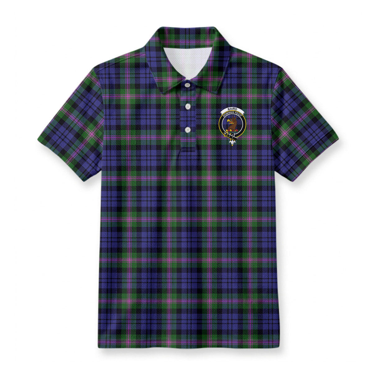 Baird Modern Tartan Crest Birdseye Mesh Polo Shirt