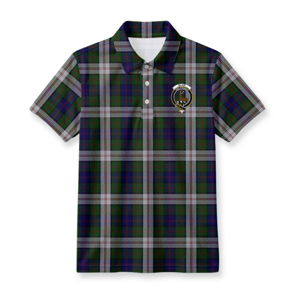 Blair Dress Tartan Crest Birdseye Mesh Polo Shirt