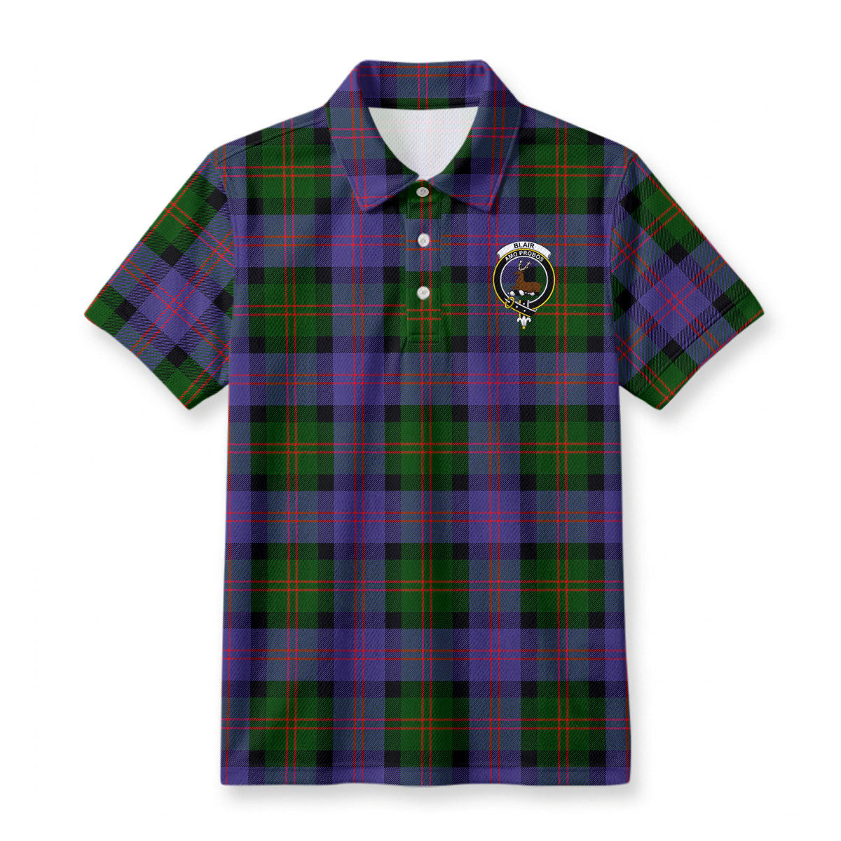 Blair Modern Tartan Crest Birdseye Mesh Polo Shirt