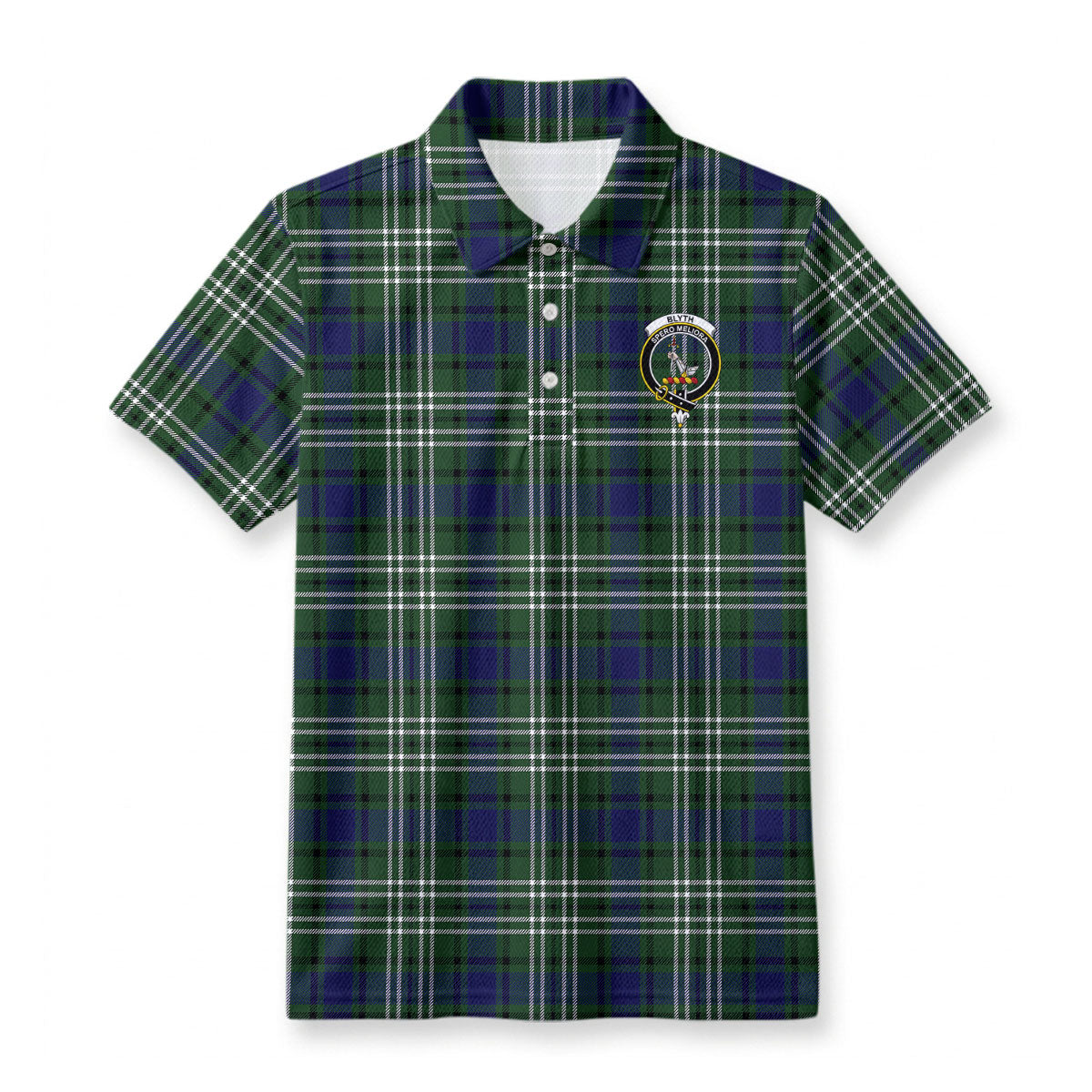 Blyth Tartan Crest Birdseye Mesh Polo Shirt