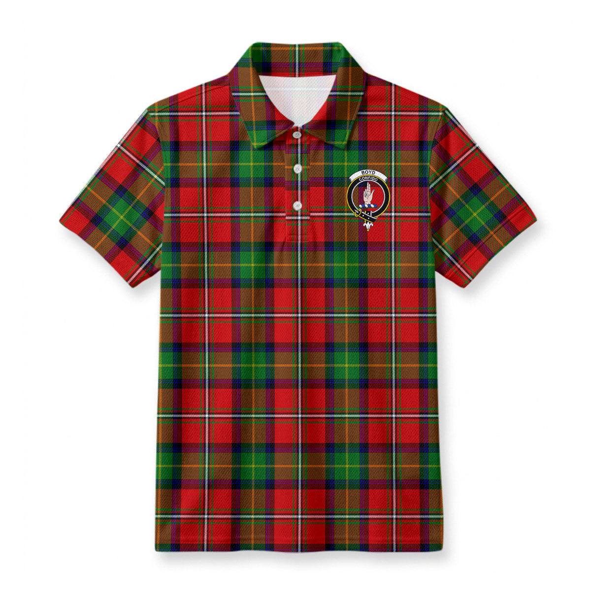 Boyd Modern Tartan Crest Birdseye Mesh Polo Shirt