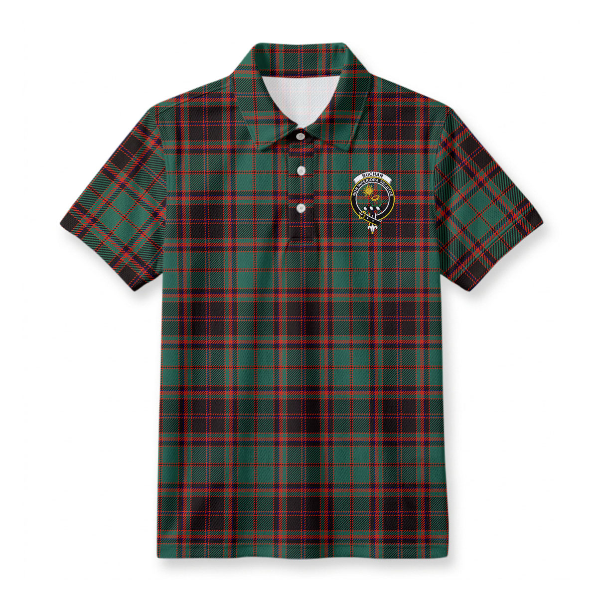Buchan Ancient Tartan Crest Birdseye Mesh Polo Shirt
