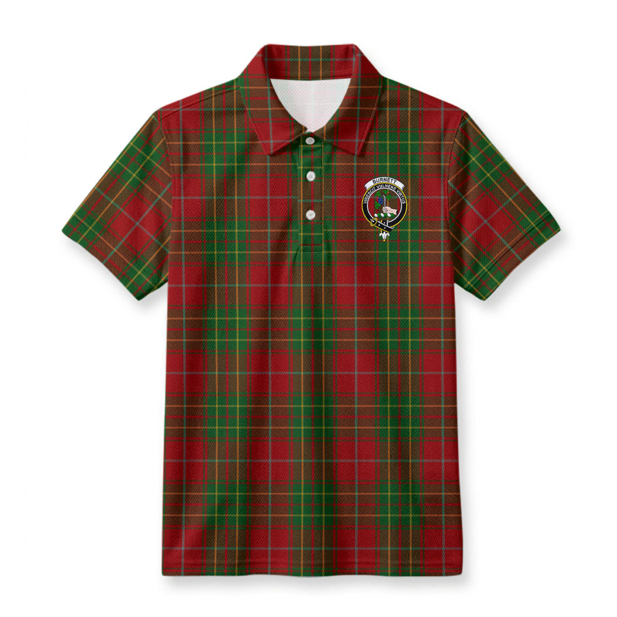 Burnett Tartan Crest Birdseye Mesh Polo Shirt